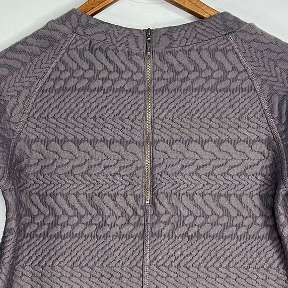 Prana Dress Macee Dark Gray Quilted Long Sleeve Shift Jacquard Textured Knit S - Picture 10 of 13